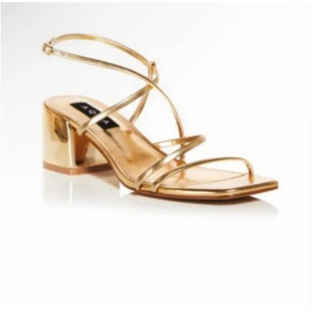 New AQUA Women's Gold Rays Strappy High Heel Sandals Size 8.5